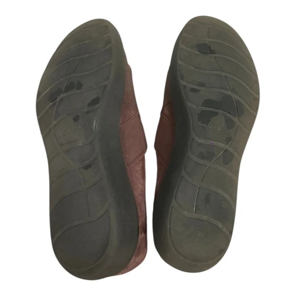 Clarks Collection Step June Shell Burgundy Suede Slip On Loafers Womens 10 M